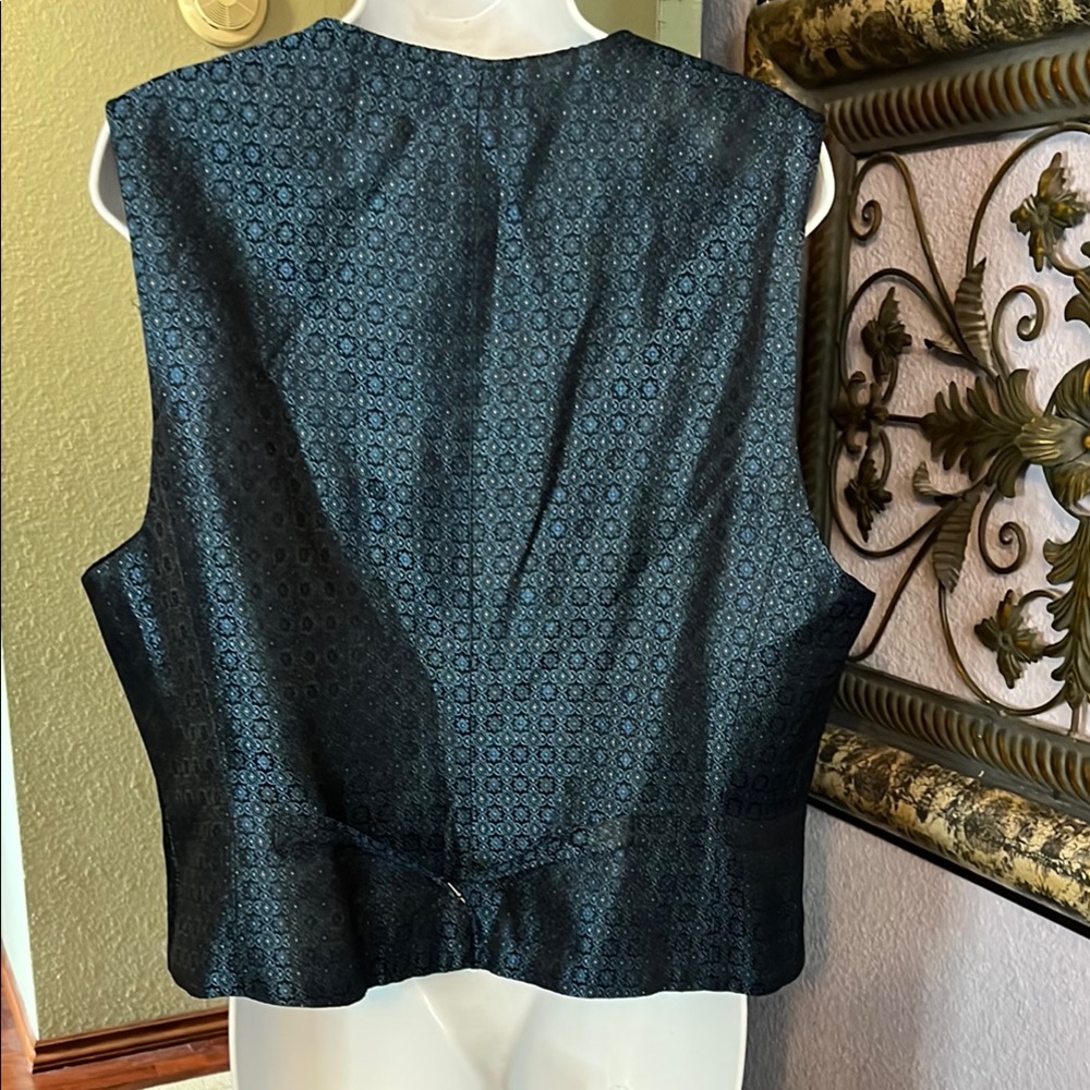 Vintage Career Essentials Blue Patterned Vest - B… - image 4